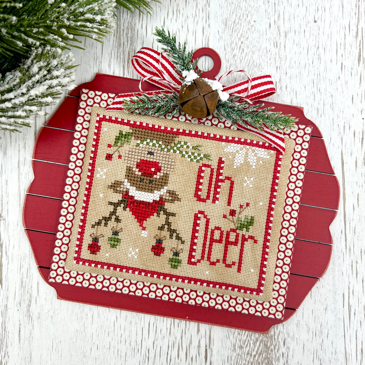 Pre-Painted Shiplap Christmas Ornament Cross Stitch Bundle