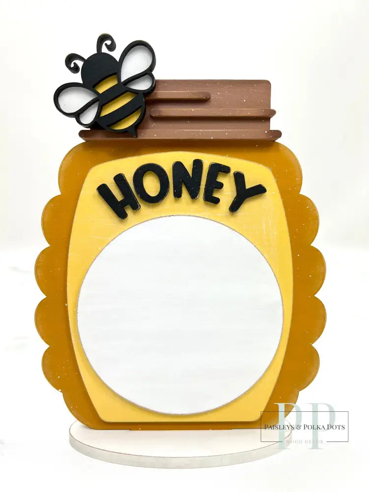 Scallop edge old fashion honey jar wood cross stitch display