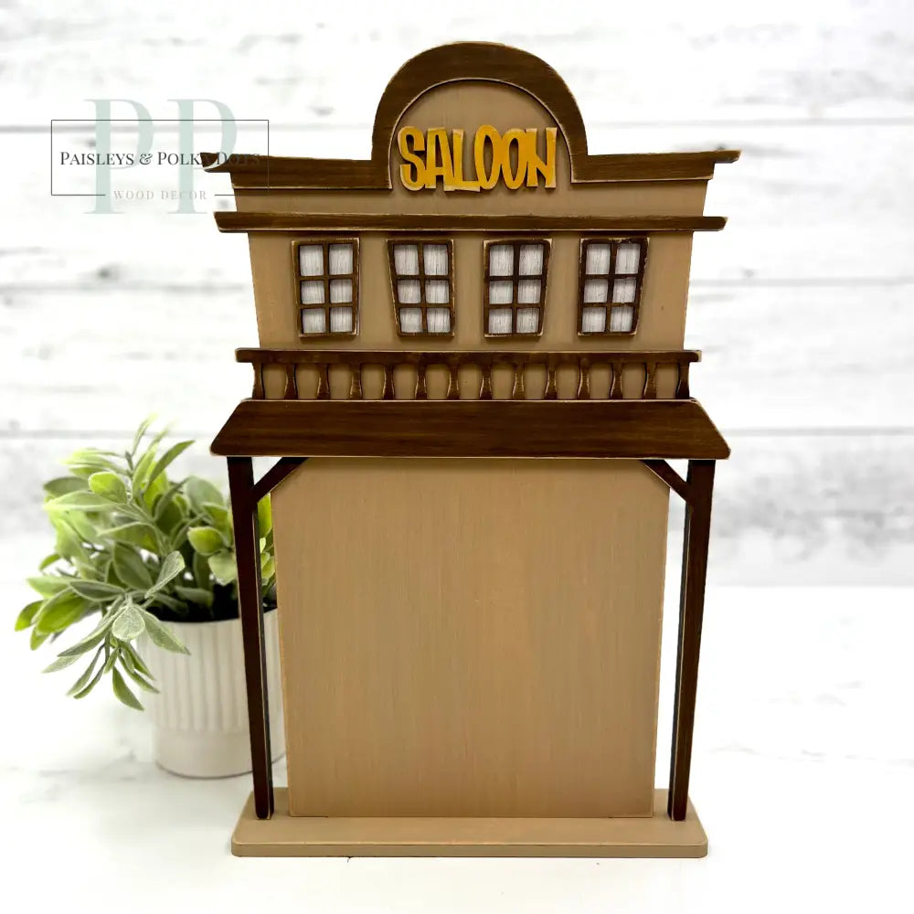 Wood Old West Saloon cross stitch display backer. DIY wood craft kit