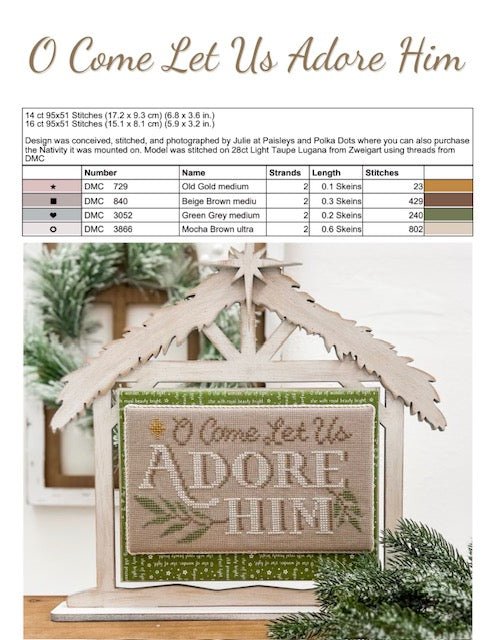 O Come Let Us Adore Him Cross Stitch Pattern by Dirty Annie’s-PDF Download