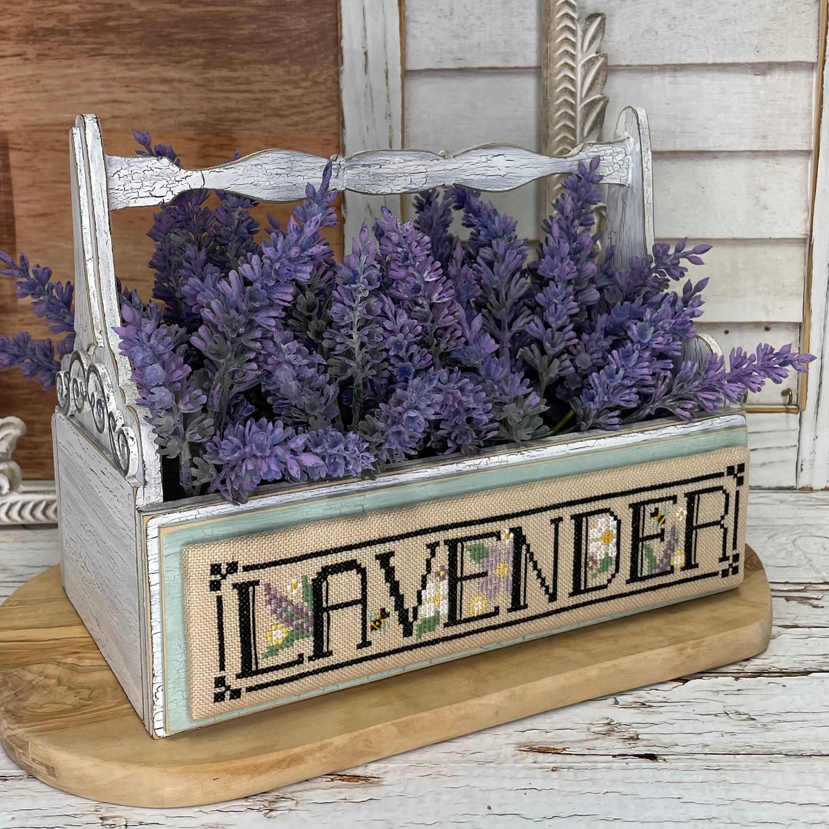 Planter Box Cross Stitch Display-Unfinished Wood seasonal wood decor