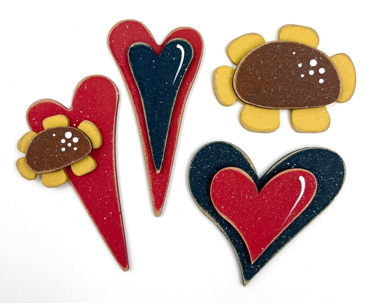 Heart and Sunflower Tiny Charms seasonal wood decor