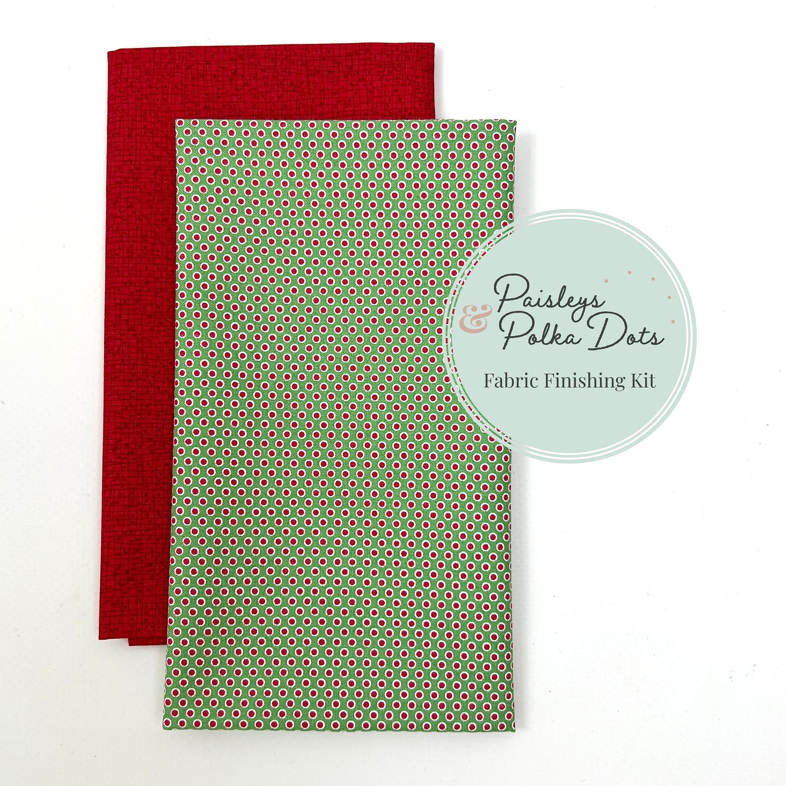 Red thatched fabric by Moda green with red dots Kitty Christmas fabric by Moda