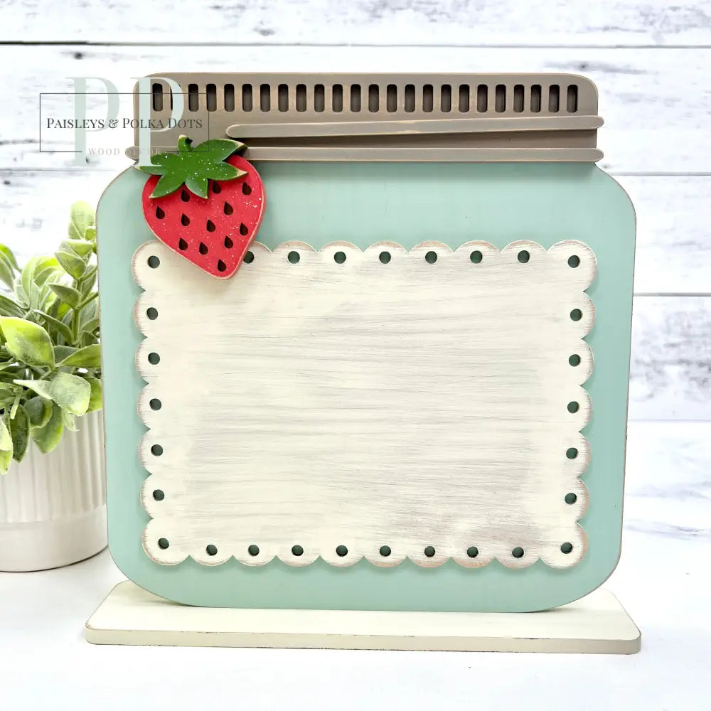 Scallop Label Mason Jar Cross Stitch Display-Unfinished Wood Cross stitch display