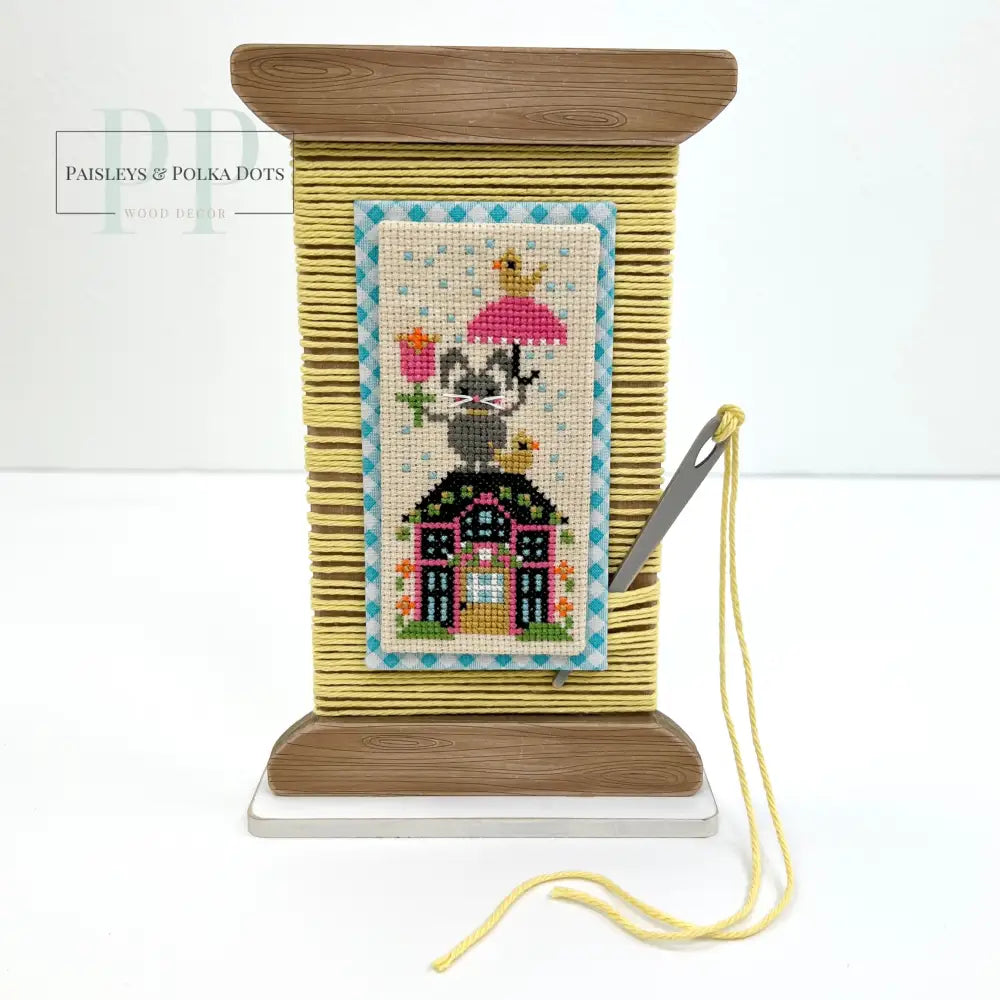 Spool With Thread Cross Stitch Display-Unfinished Wood seasonal wood decor