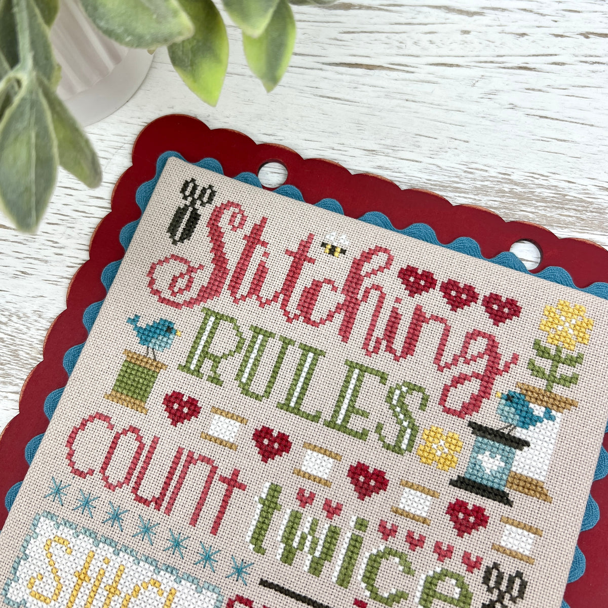 Stitching Rules Sewing Machine Cross Stitch Display