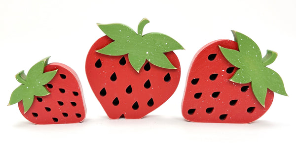 Strawberry Trio Wood Decor Kit-Unfinished Wood - Paisleys and