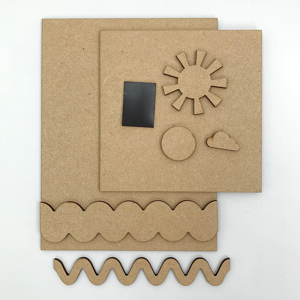 Unfinished wood insert for Summer cross stitch and needlework displaying.  