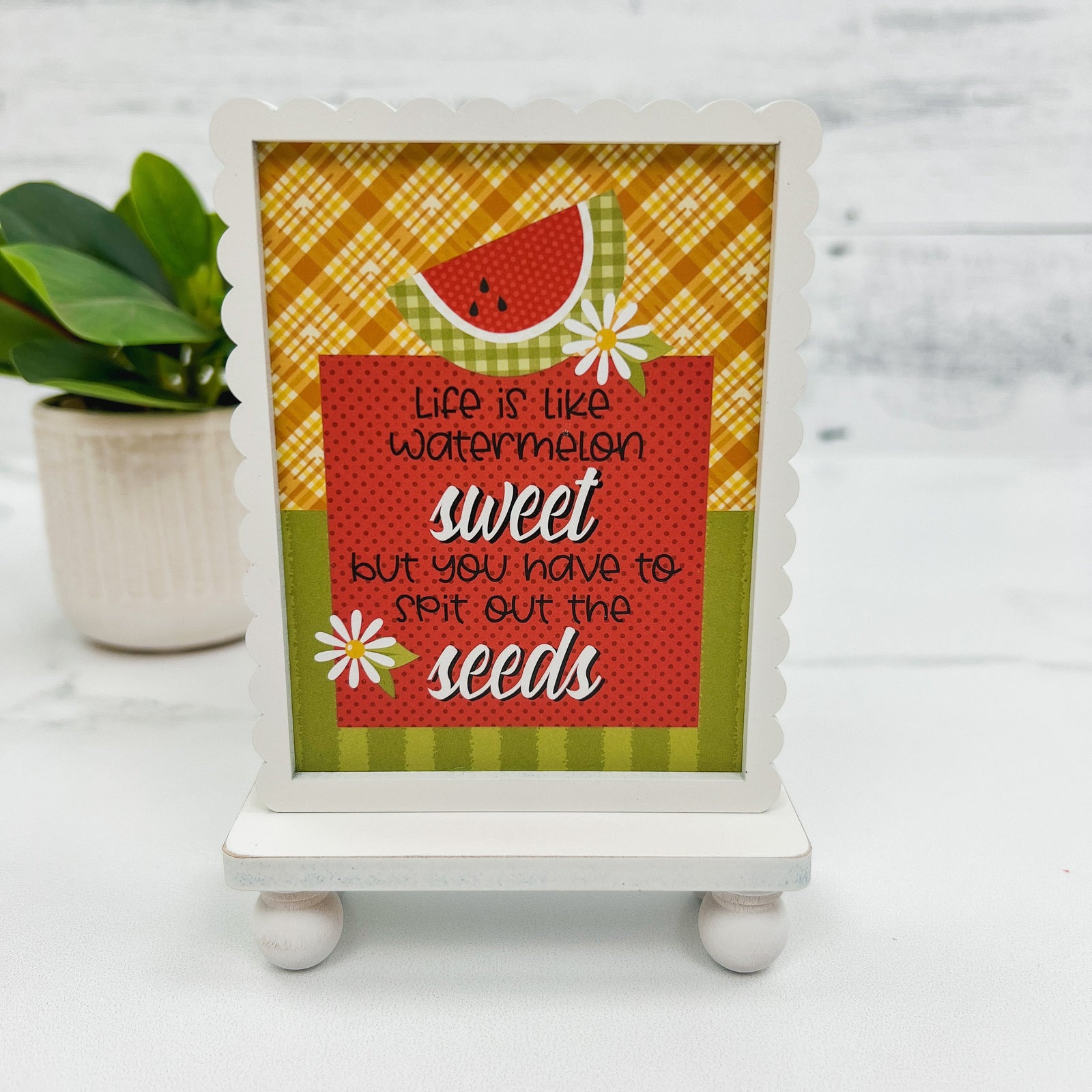 Watermelon sign wood craft kit. Summer watermelon tiered tray decorations.