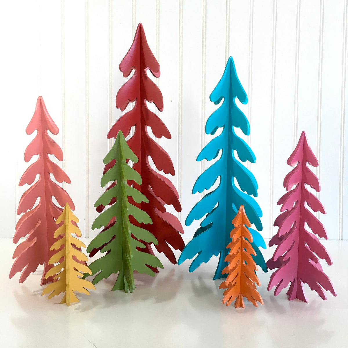 Colorful wood dimensional Christmas trees for fireplace, mantel, tables, or shelves. wood Christmas tree decoartions. Handmade christmas trees, holiday wood decor, christmas crafts, 3D Christmas trees, 3D Trees
