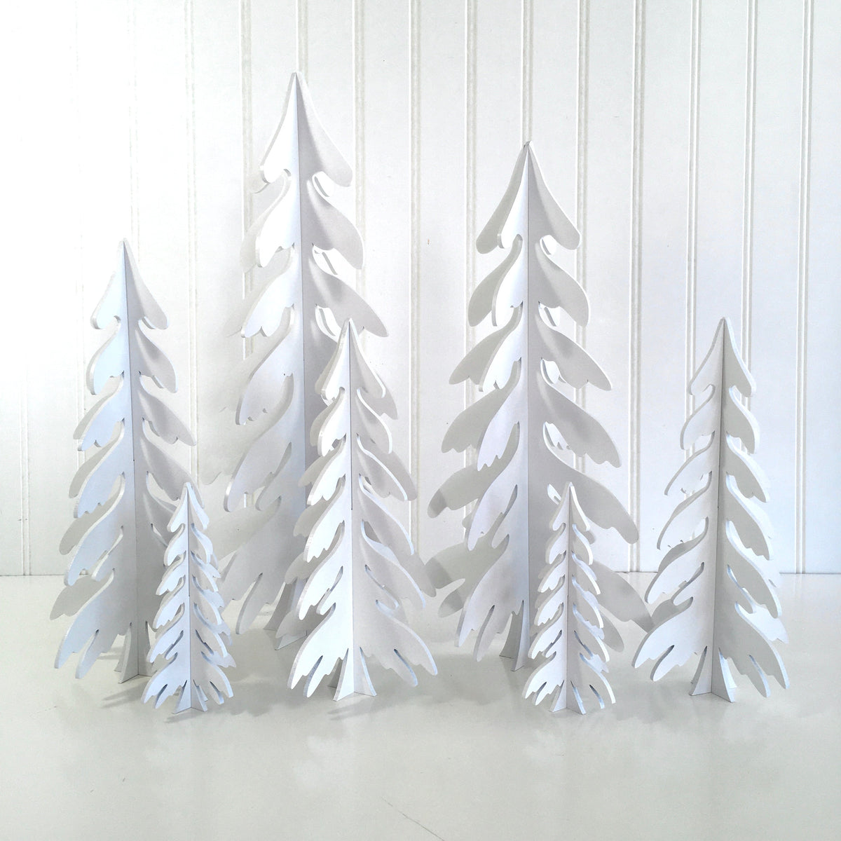 White wood Dimensional Christmas trees for fireplace, mantel, tables, or shelves. wood Christmas tree decoartions. Handmade christmas trees, holiday wood decor, christmas crafts, 3D Christmas trees, 3D Trees
