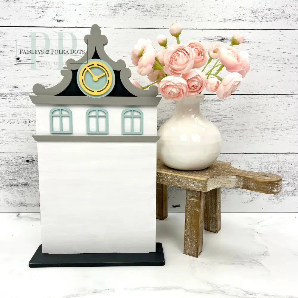 Clock tower city house cross stitch display