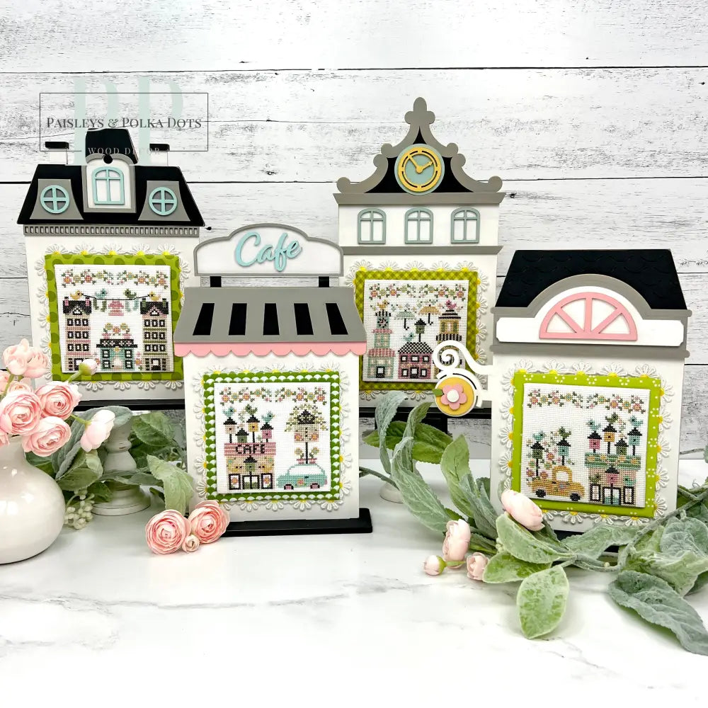 Unfinished Wood City Clock Tower Cross Stitch Display seasonal wood decor