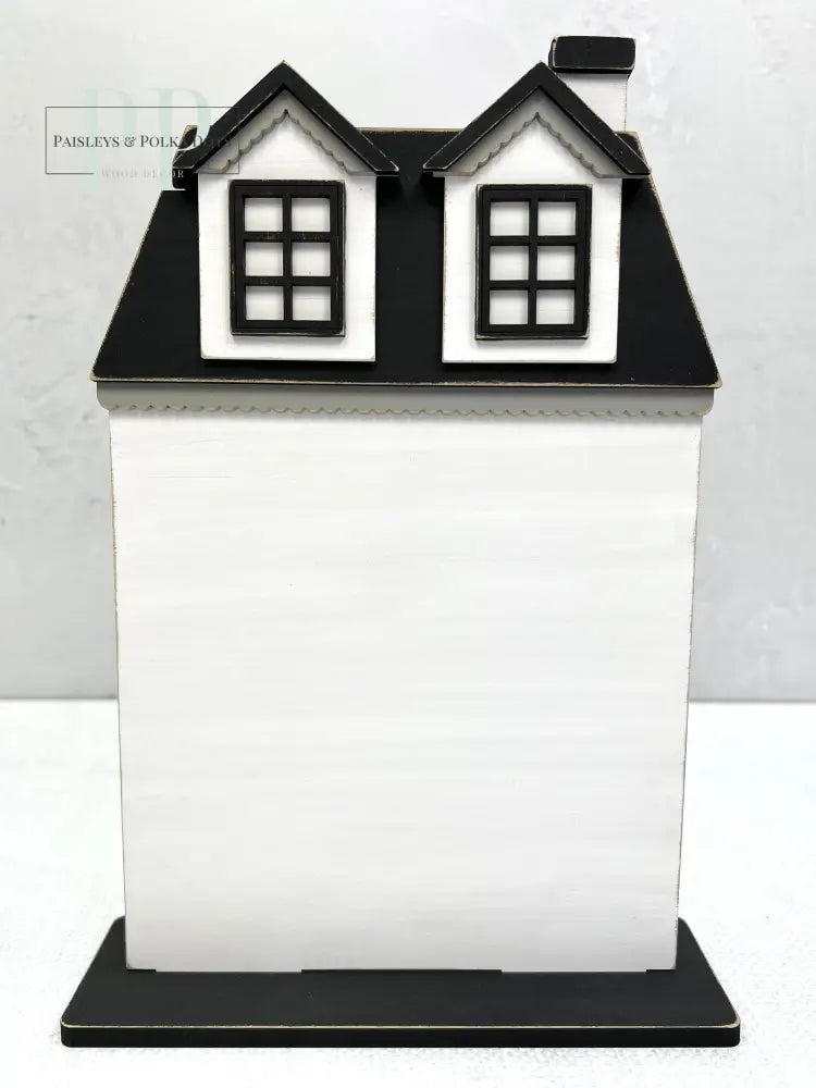 Wood city house for displaying finished cross stitch pieces