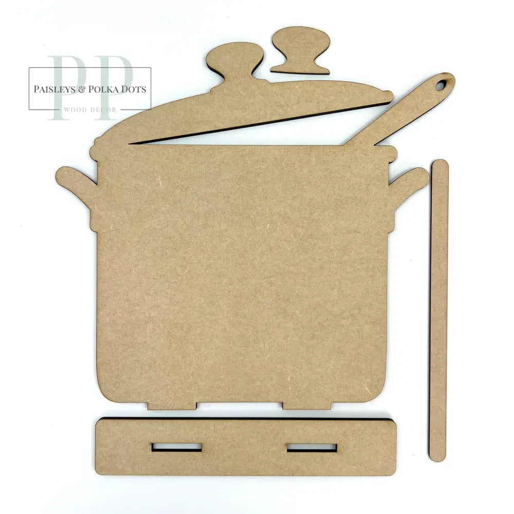 Unfinished Wood Cooking Pot Cross Stitch Display seasonal wood decor