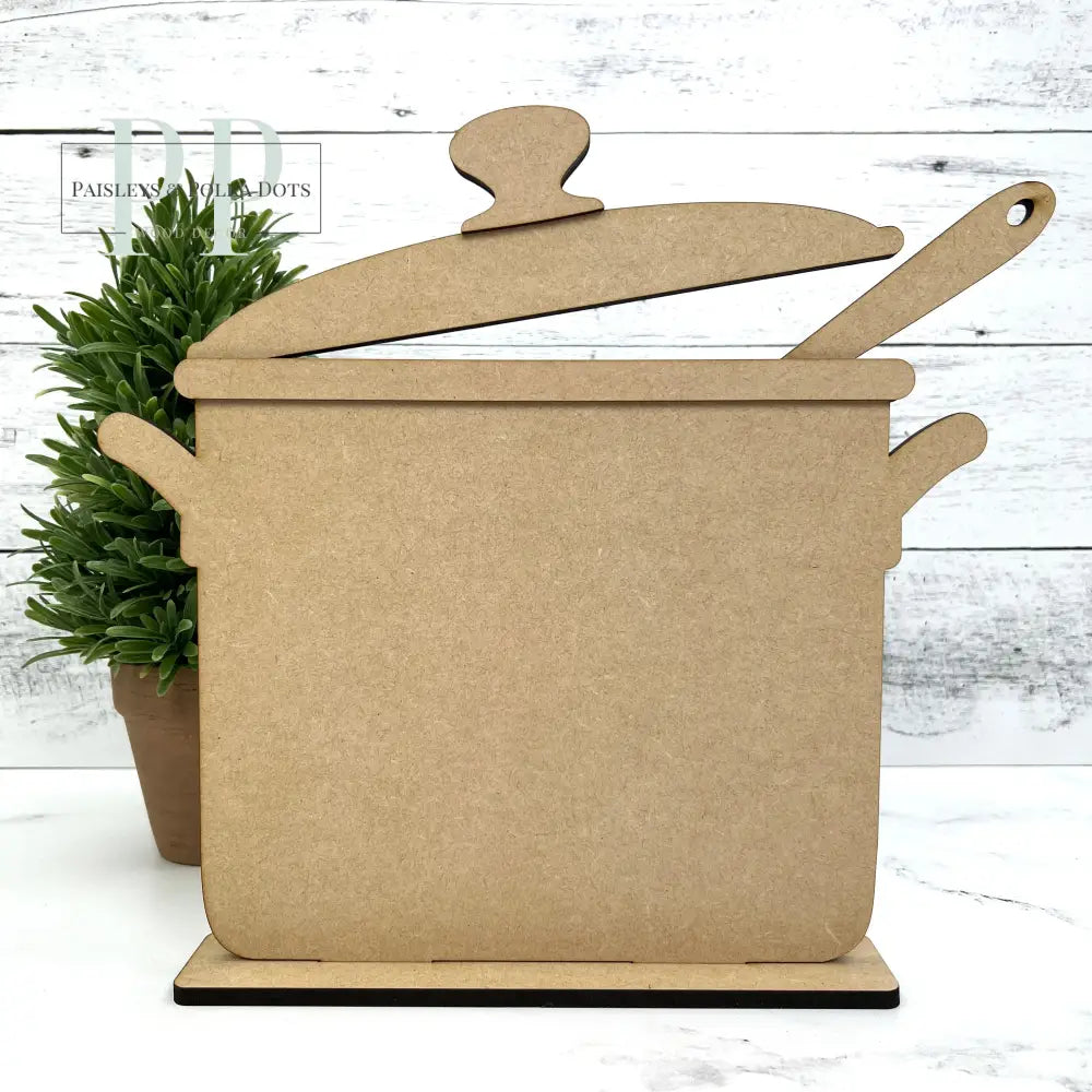 Unfinished Wood Cooking Pot Cross Stitch Display seasonal wood decor