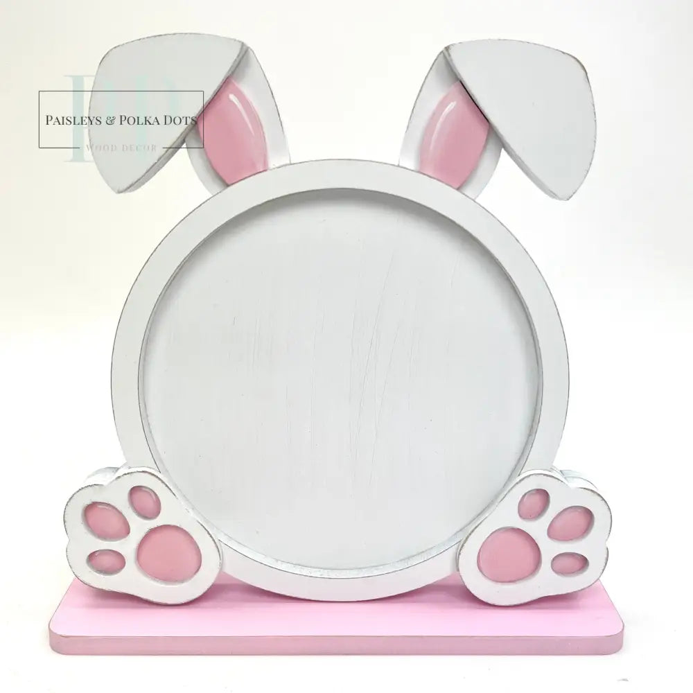 Wood round bunny shaped cross stitch frame display board