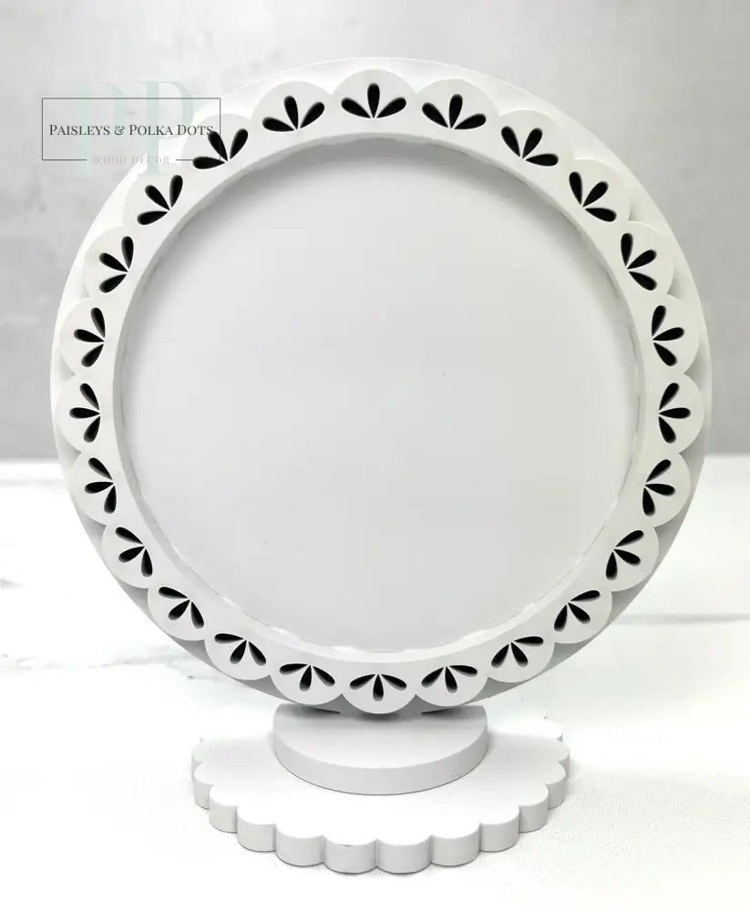 Round wood decorative frame for displaying finshed round cross stitch pieces