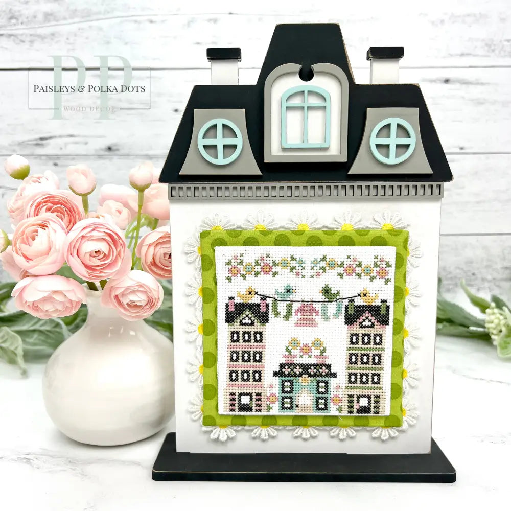 Unfinished Wood Victorian House Cross Stitch Display seasonal wood decor