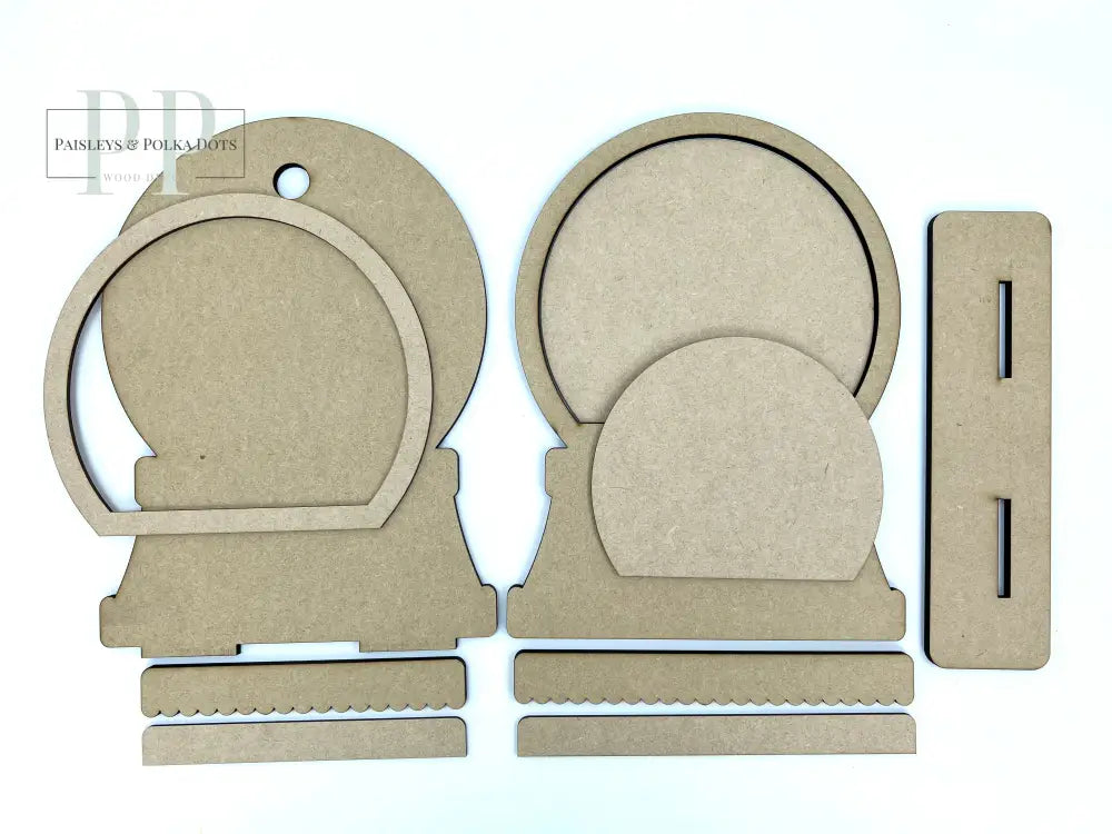 Unfinshed Wood Snow Globe Cross Stitch Display seasonal wood decor