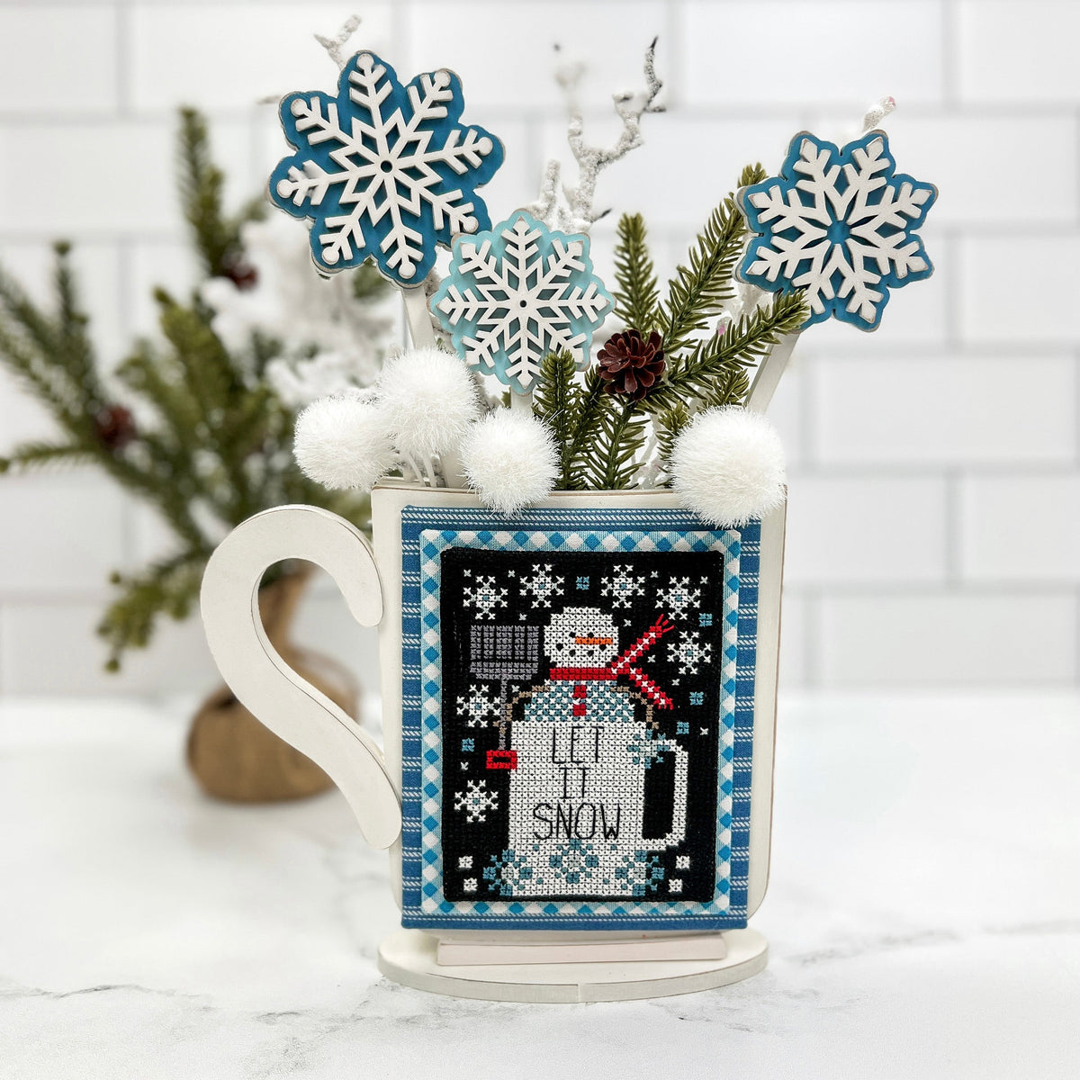 Mug Cross Stitch Display-Unfinished Wood seasonal wood decor
