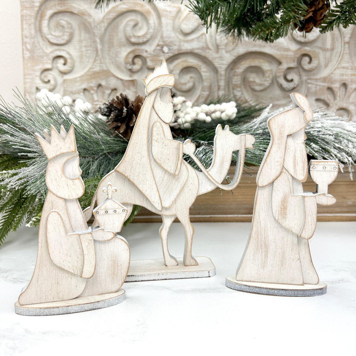 Distressed Nativity-Unfinished Wood Seasonal &amp; Holiday Decorations
