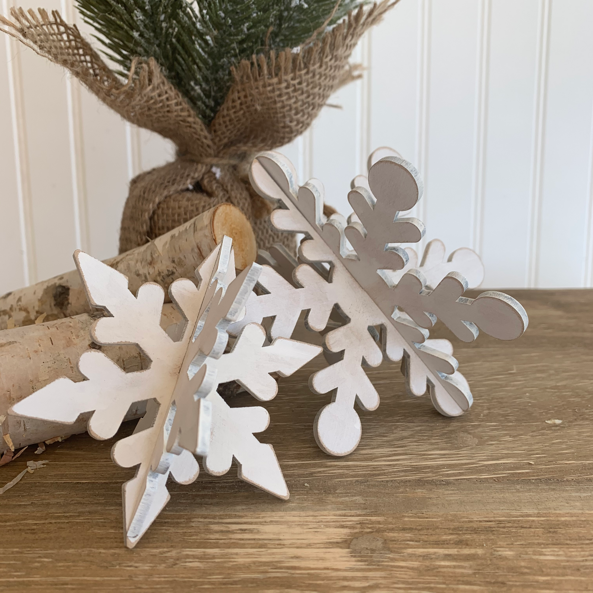 3D snowflakes, wood snowflakes, winter tiered tray decorations, winter snowflakes, handmade snowflakes