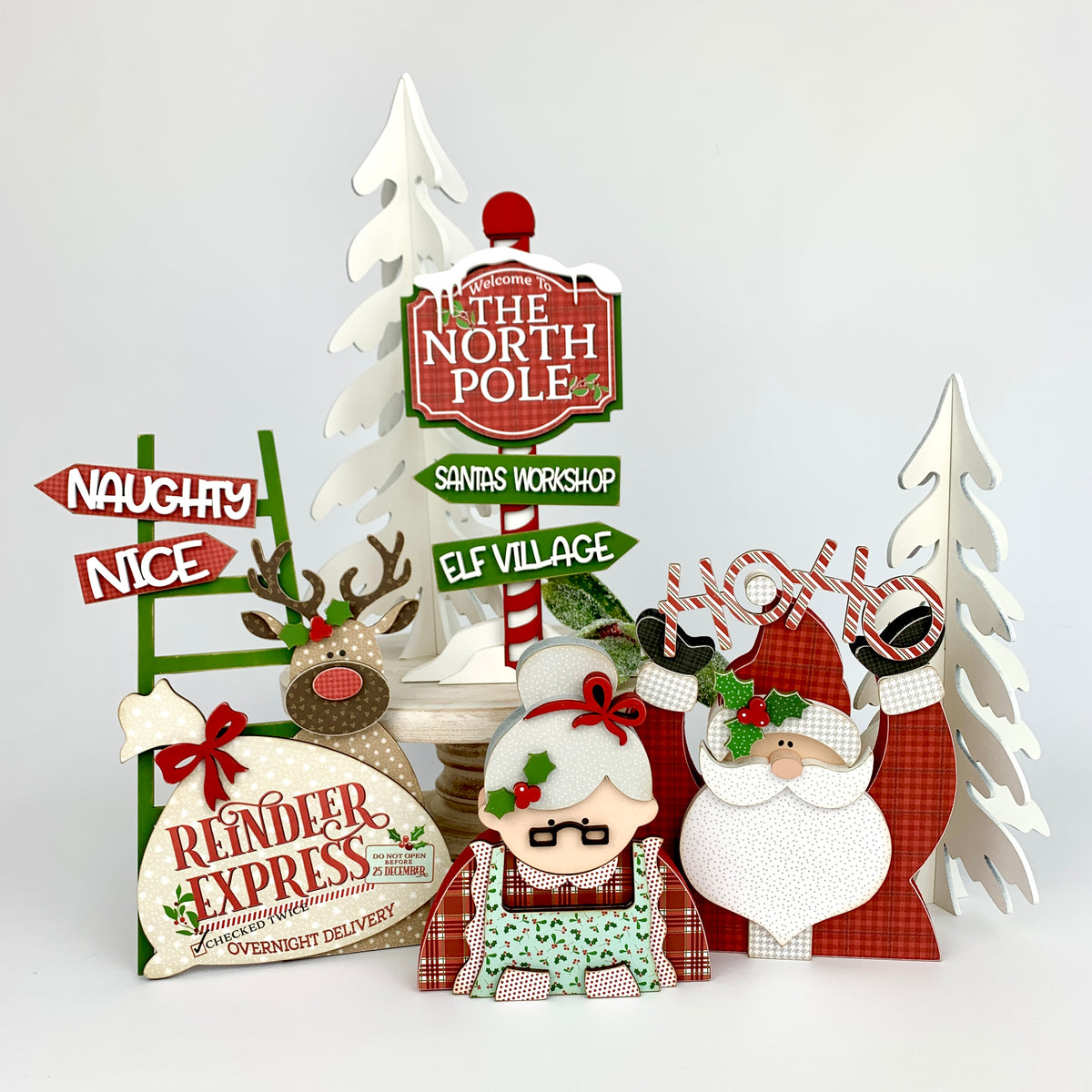 Mrs. Claus & Ho Ho Santa DIY Christmas Wood Decor Kit - Paisleys and Polka  Dots