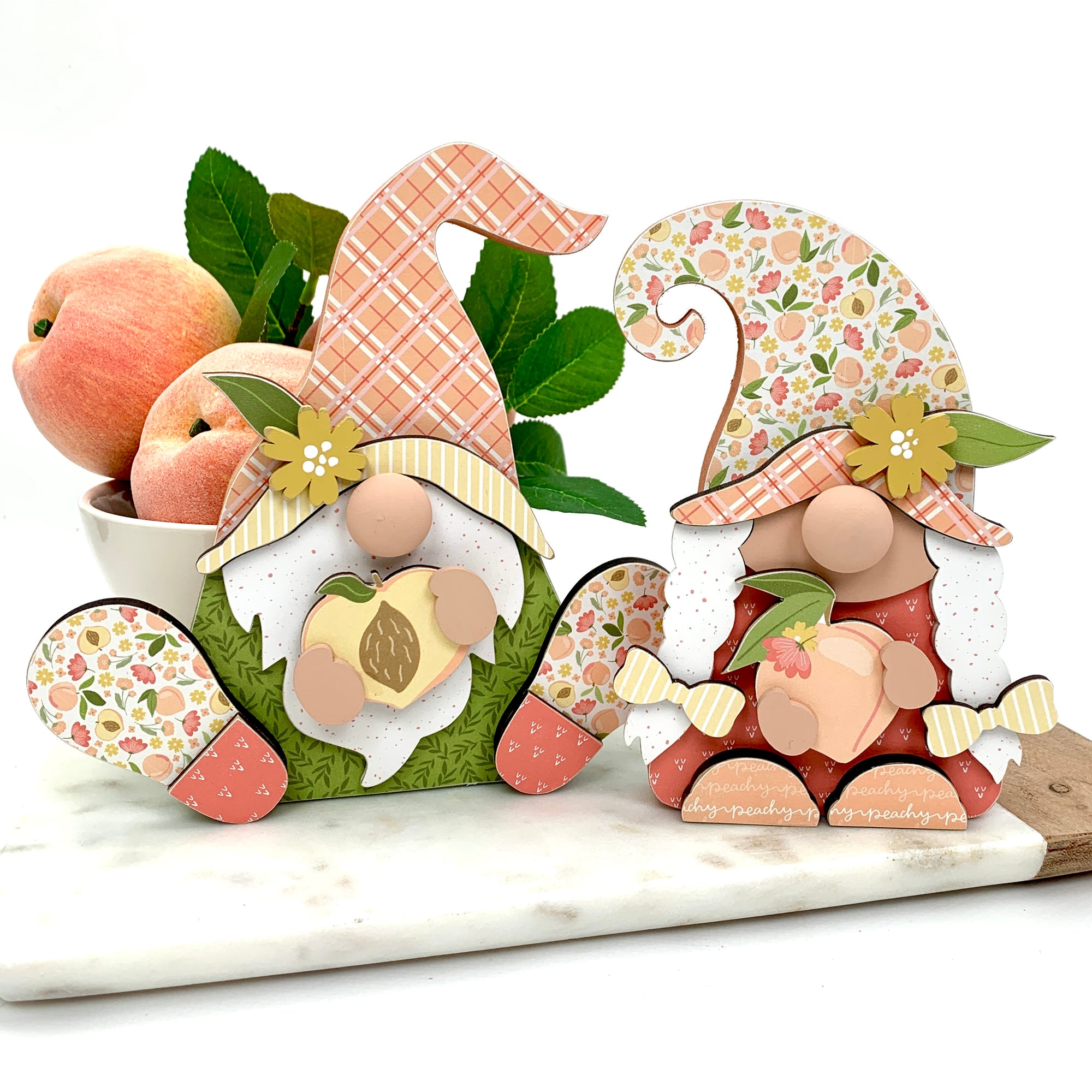 Peach themed gnomes wood decor DIY craft kit