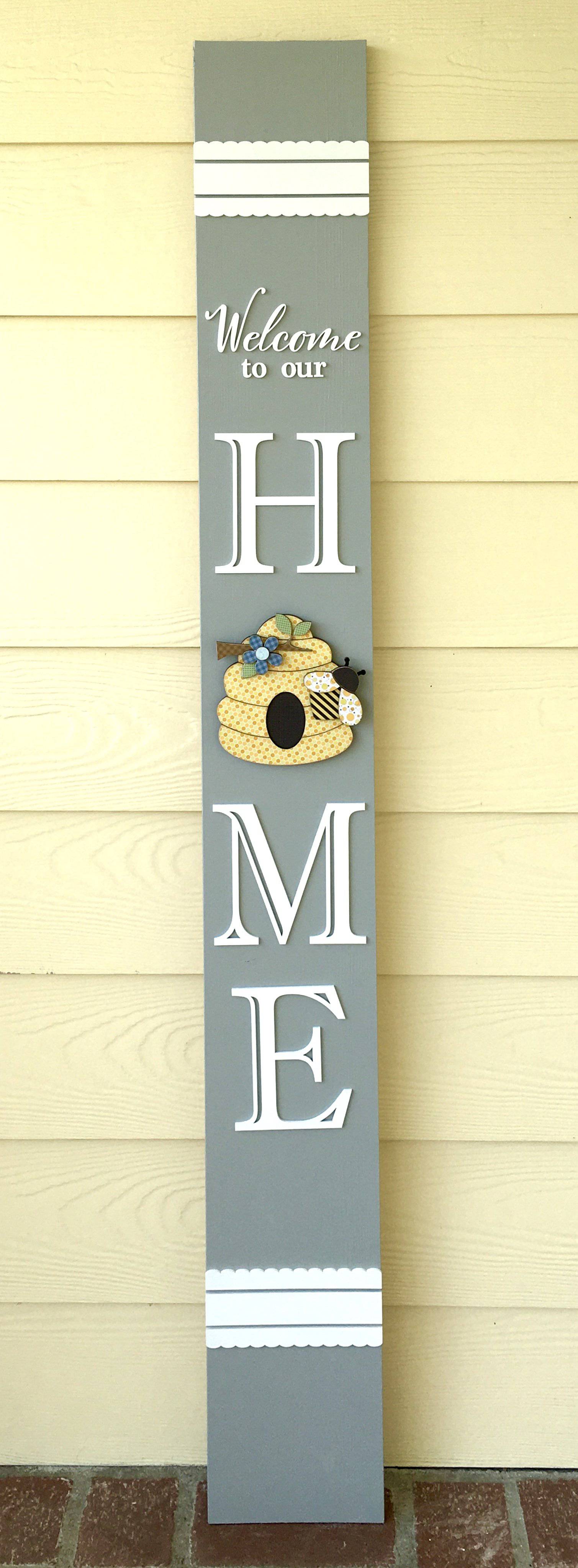 Tall seasonal porch welcome sign, changing seasonal porch welcome sign