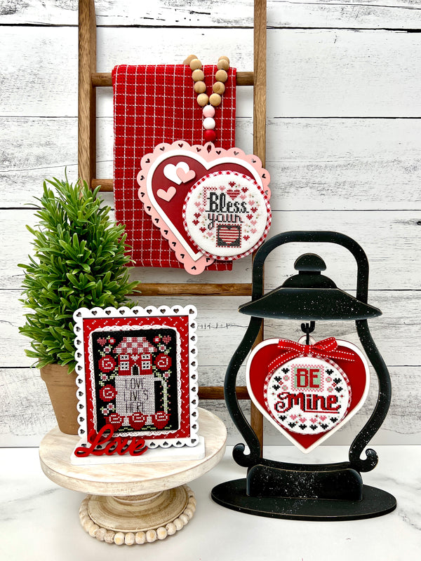 Unfinshed Wood Snow Globe Cross Stitch Display - Paisleys and